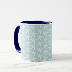 Starfish Blue White Pattern Mug