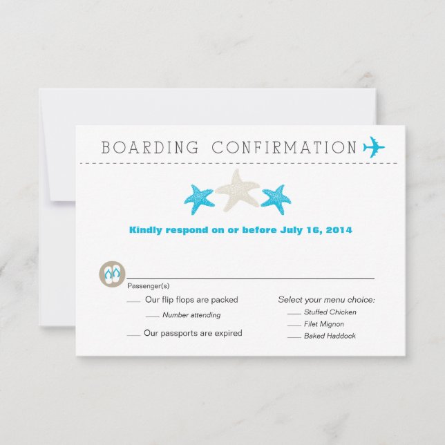 Starfish Boarding Pass RSVP Card (Front)