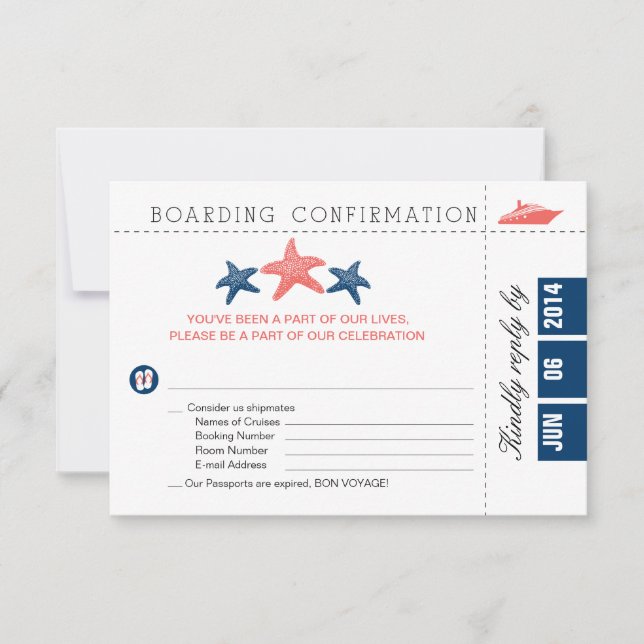 Starfish Boarding Pass RSVP Card (Front)