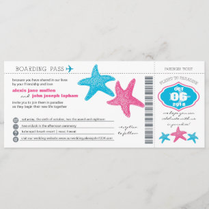 Starfish Boarding Pass   Wedding Invitation