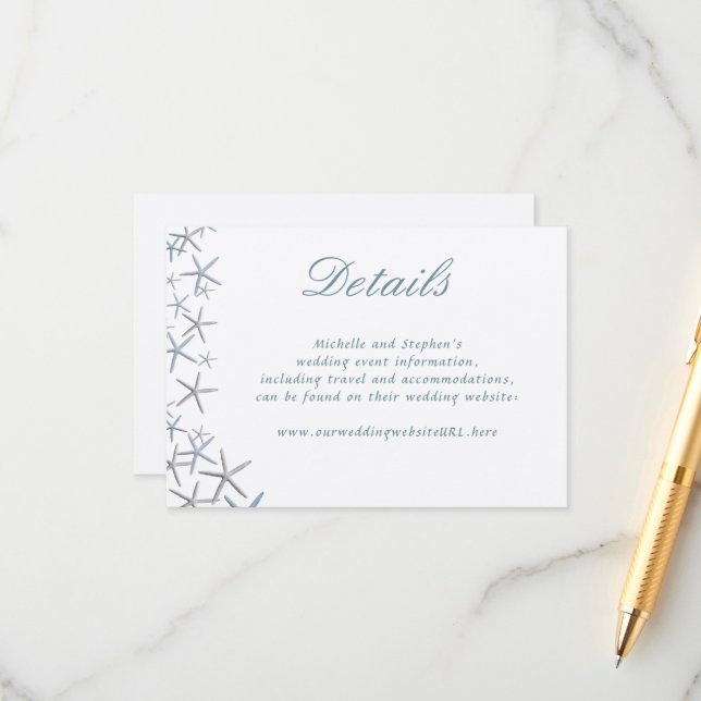 Starfish Border Wedding Details Website Enclosure Card (Front/Back In Situ)