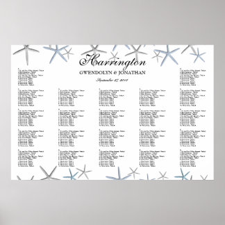 Starfish Borders Beach Wedding Seating Chart