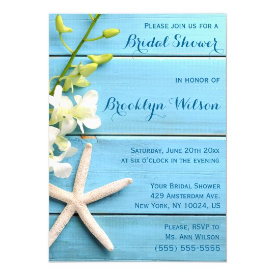 Starfish Bridal Shower Invitations With Orchids