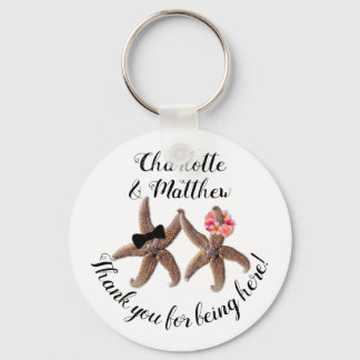 Starfish Bride and Groom Thanks Guests Key Ring