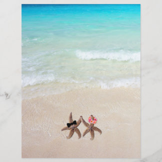 Starfish Bride Groom Beach Scene Blank Paper