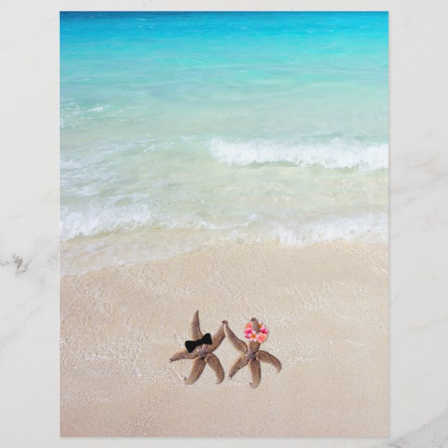 Starfish Bride Groom Beach Scene Blank Paper (Front)