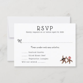 Starfish Bride n Groom Meals Menu RSVP Card