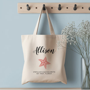 Starfish Bridesmaid Tote Bag for Wedding, Pink