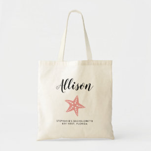 Starfish Bridesmaid Tote Bag for Wedding, Pink