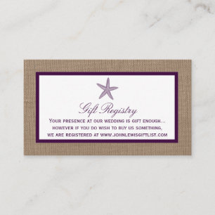 Starfish Burlap Beach Wedding   Choose Your Colour Enclosure Card