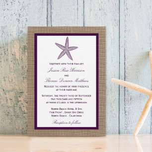 Starfish Burlap Beach Wedding Choose Your Colour Invitation