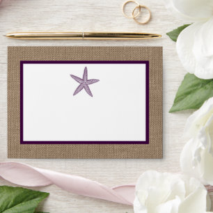 Starfish Burlap Beach Wedding Envelope