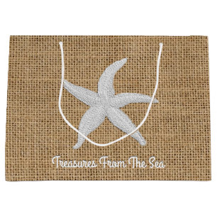 Starfish Burlap Personalise Large Gift Bag