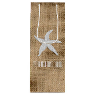 Starfish Burlap Personalise Wine Gift Bag