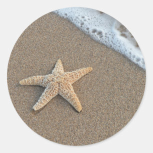 Starfish by the beach classic round sticker
