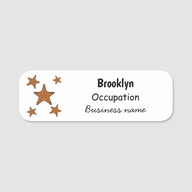 Starfish cartoon illustration name tag (Front)