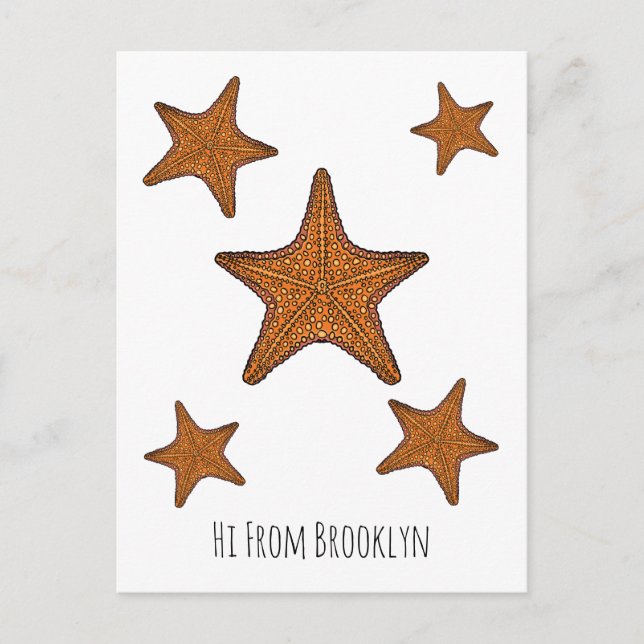 Starfish cartoon illustration postcard (Front)