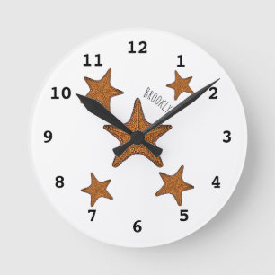 Starfish cartoon illustration round clock