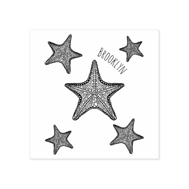 Starfish cartoon illustration rubber stamp (Imprint)