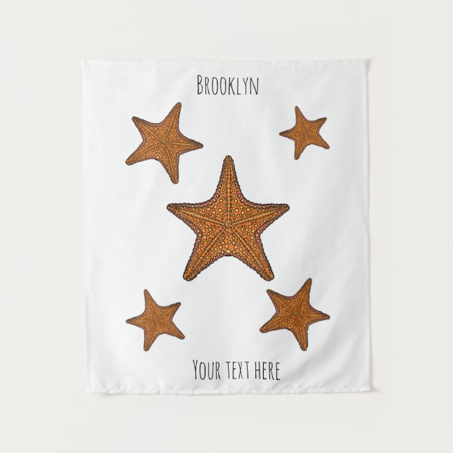 Starfish cartoon illustration tapestry (Front)