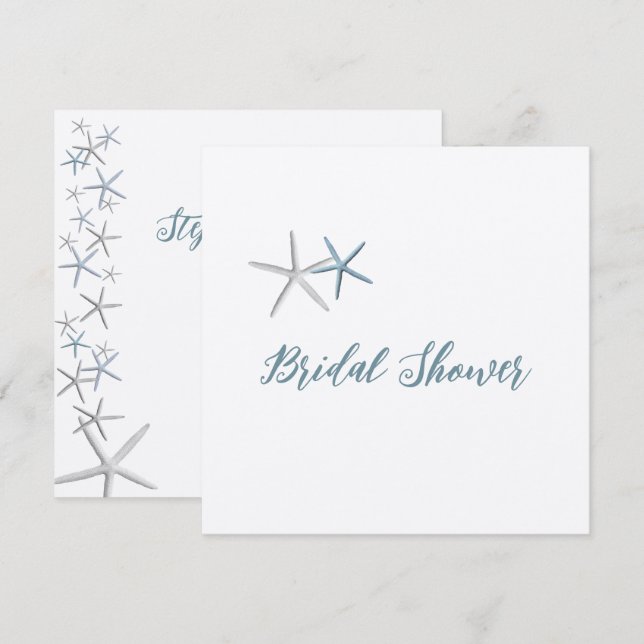 Starfish Champagne Bridal Shower Invitations (Front/Back)