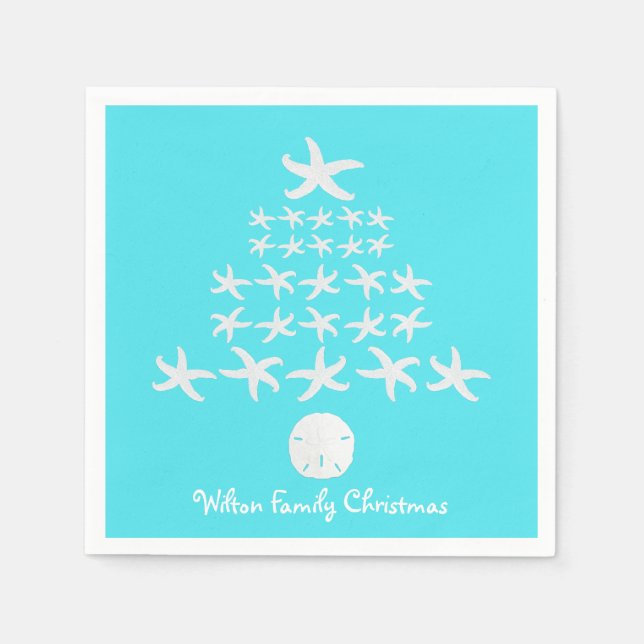 Starfish Christmas Tree Personalised Napkins (Front)