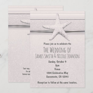 Starfish Classic White Beach Wedding Invitation