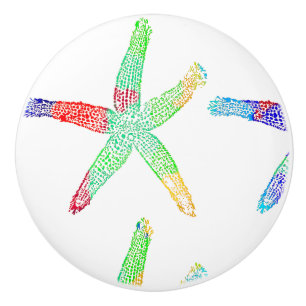Starfish Coastal Beach Multicolor Patterns Modern Ceramic Knob