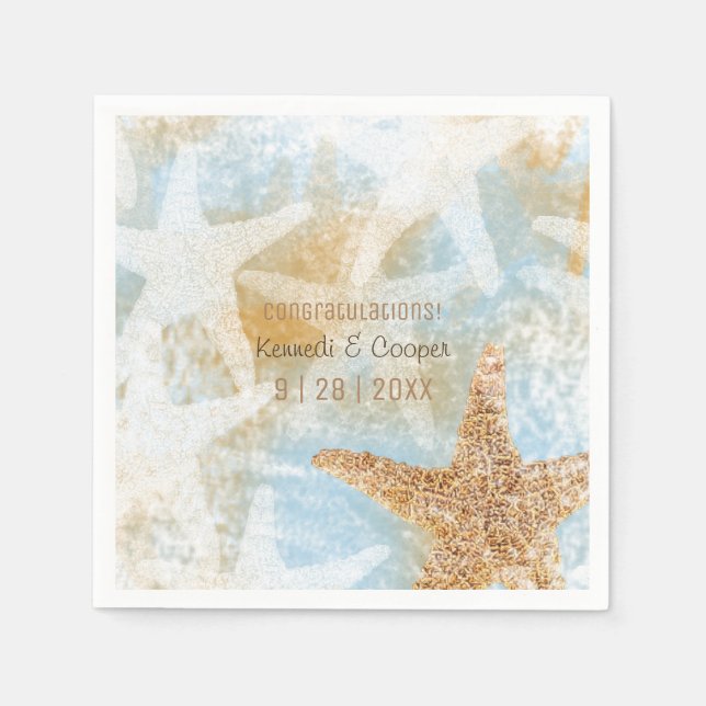 Starfish Coastal Beach Themed Event Napkin (Front)