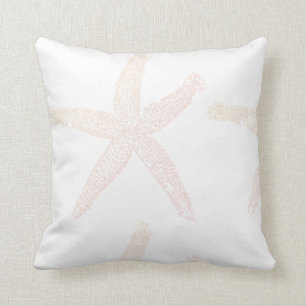 Starfish Coastal Beach White Light Pastel Orange Cushion