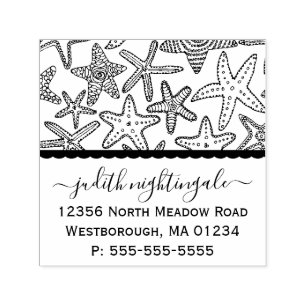 Starfish Coastal Monogrammed Return Address Self-inking Stamp