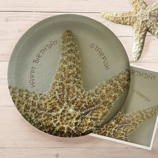 Starfish Coastal Photographic Natural Customisable Paper Plate (Creator Uploaded)
