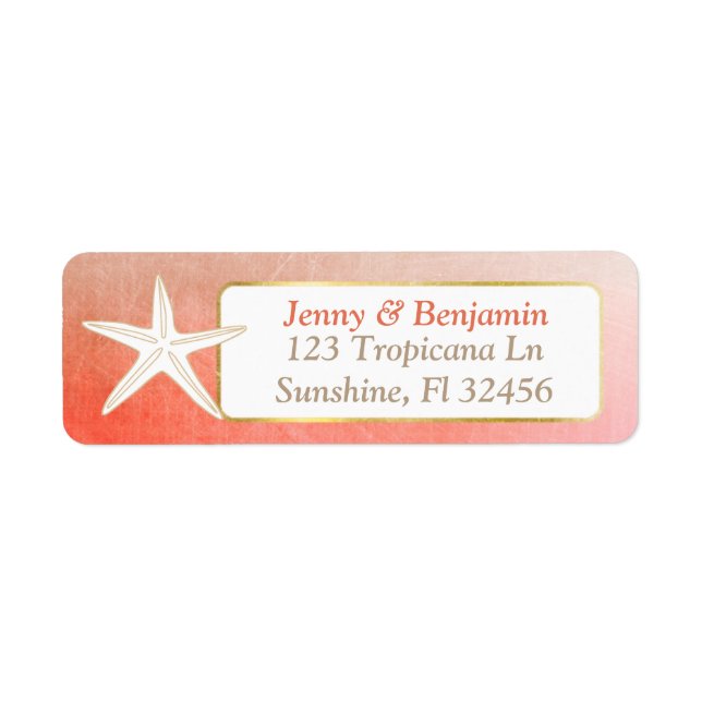 Starfish Coral Bokeh Return Address Labels (Front)