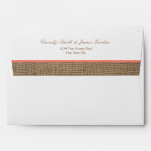 Starfish Coral & Burlap lined Envelopes 5x7 (A7)