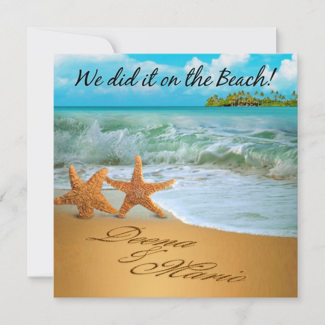 Starfish Couple ASK TO HAVE YOUR NAMES PUT IN SAND Invitation (Front)