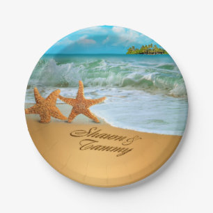 Starfish Couple ASK TO HAVE YOUR NAMES PUT IN SAND Paper Plate