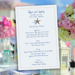 Starfish Couple Beach Wedding Menu Template