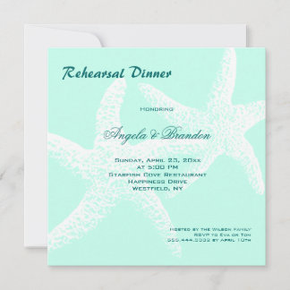 Starfish Couple Beach Wedding Rehearsal Dinner Invitation