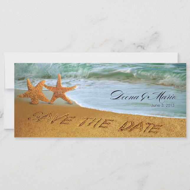 Starfish Couple Beach Wedding Save the Date (Front)
