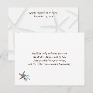 Starfish Couple Easy Wedding Reply Postcards