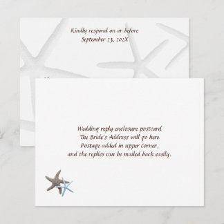 Starfish Couple Easy Wedding Reply Postcards