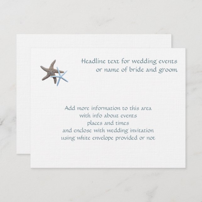 Starfish Couple Enclosure Event Cards (Front/Back)