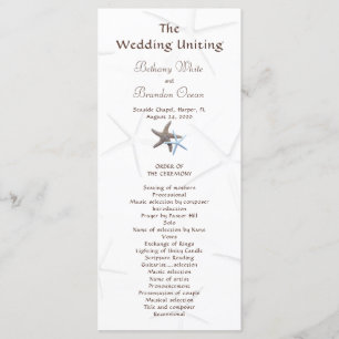 Starfish Couple Flat Double Sided Wedding Program Programme