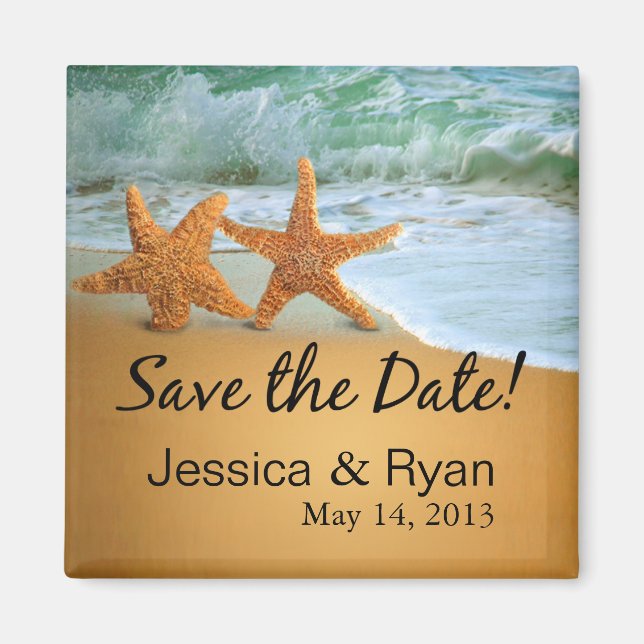 Starfish Couple on the Beach Save the Date Magnet (Front)