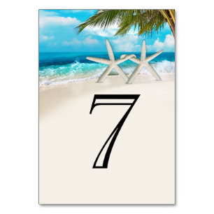 Starfish Couple On the Beach Table Numbers