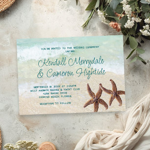 Starfish Couple Seashore Ceremony Invitation
