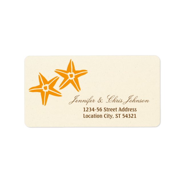 Starfish Couple Summer Beach Wedding Label (Front)