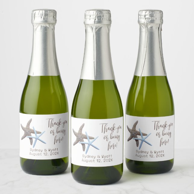 Starfish Couple Thank You Bottle Sparkling Wine Label (Bottles)