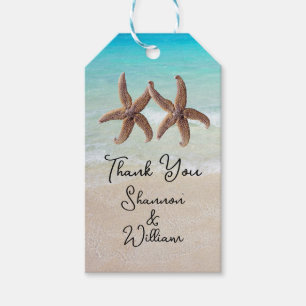 Starfish Couple Tropical Wedding Thank You Gift Tags