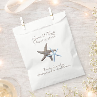 Starfish Couple White Beach Wedding Favour Bags